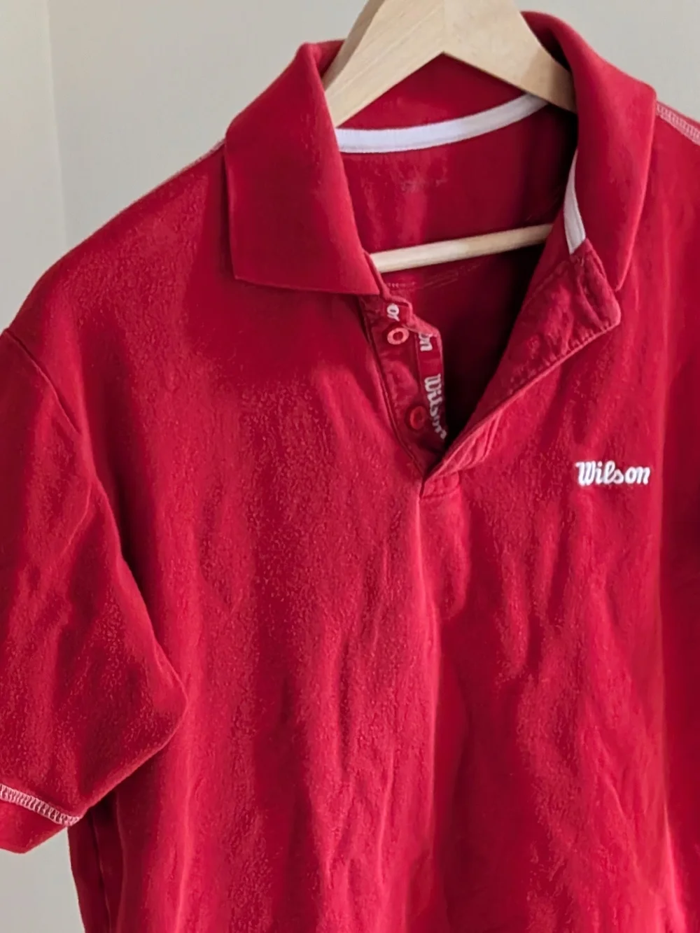 Vintage Wilson Y2K Contrast Trim Button-Front Collared Polo Shirt In Red